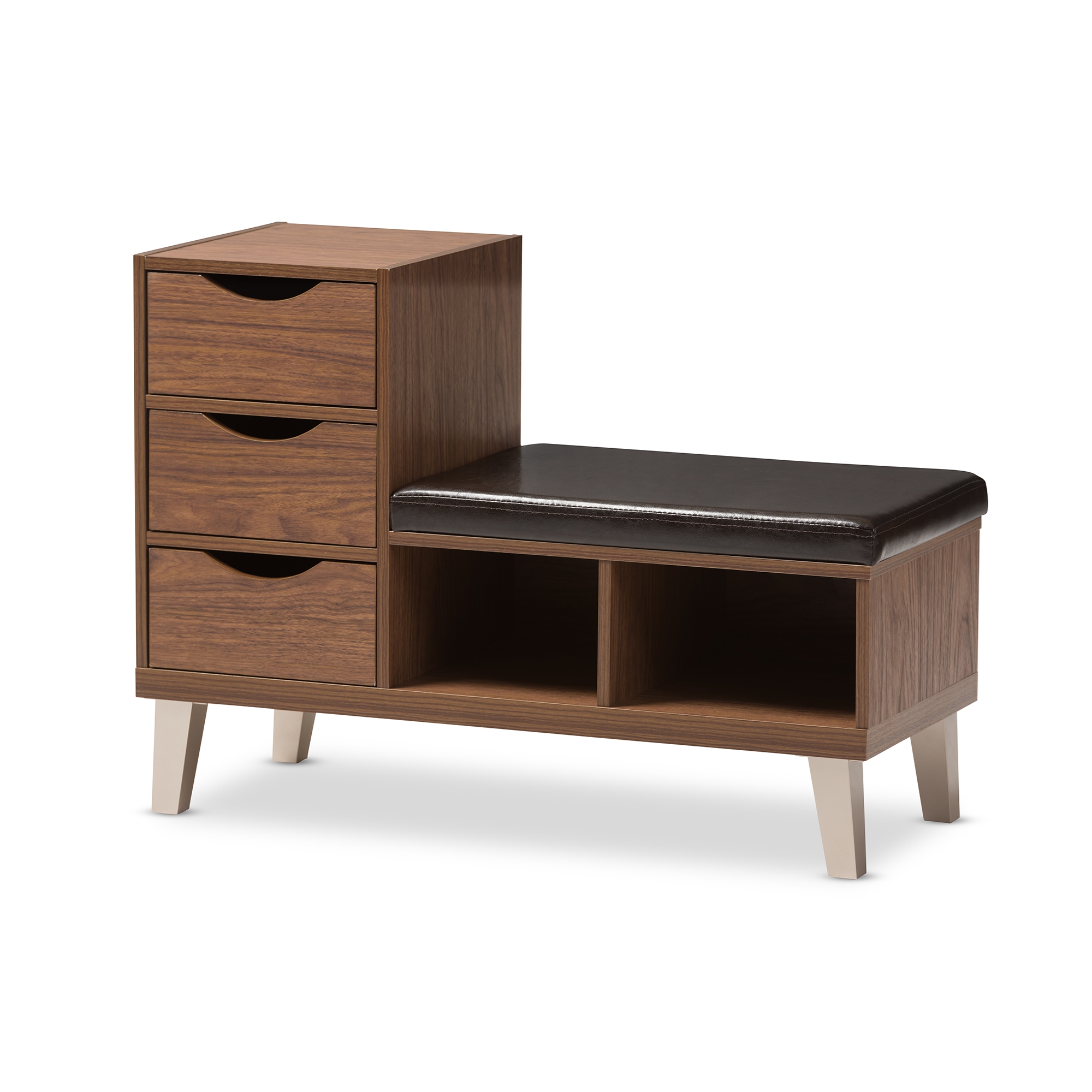 Baxton Studio Arielle Modern and Contemporary Walnut Brown Wood 3